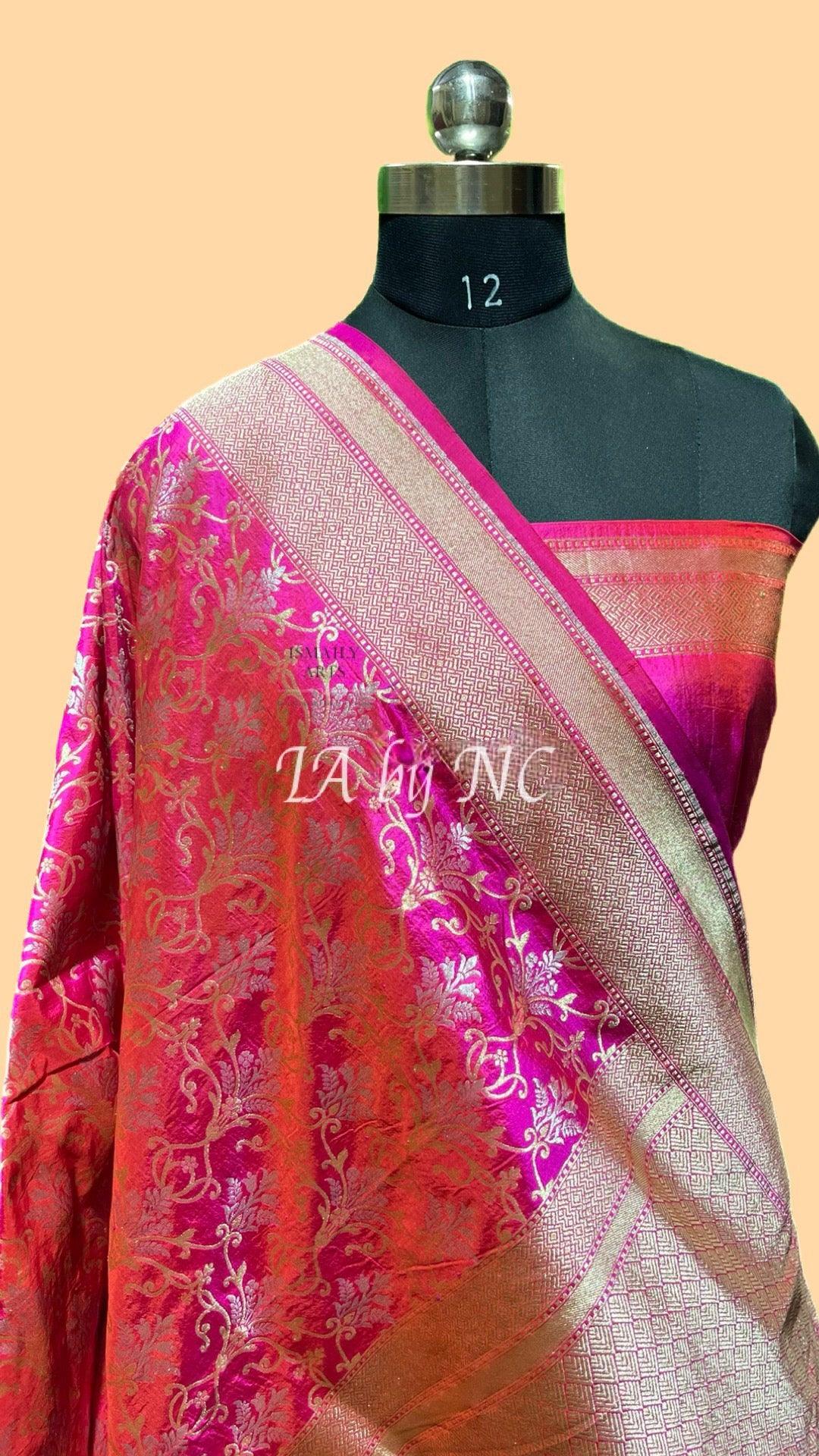 Fuschia Banarasi Pure Katan Silk Pattu Saree