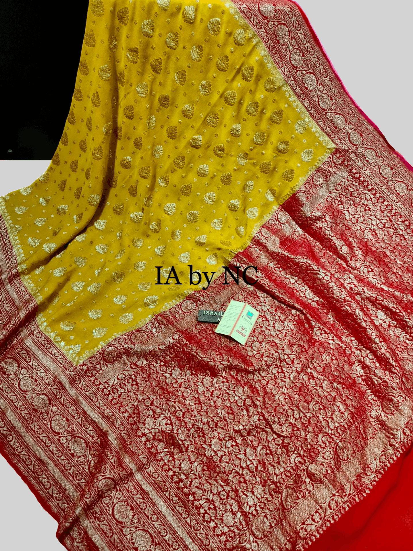 Goldenrod Banarasi Pure Khaddi Georgette Saree