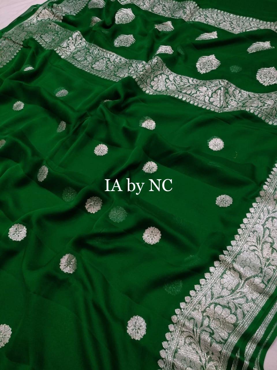 Bottle Banarasi Pure Khaddi Georgette Kadwa Saree