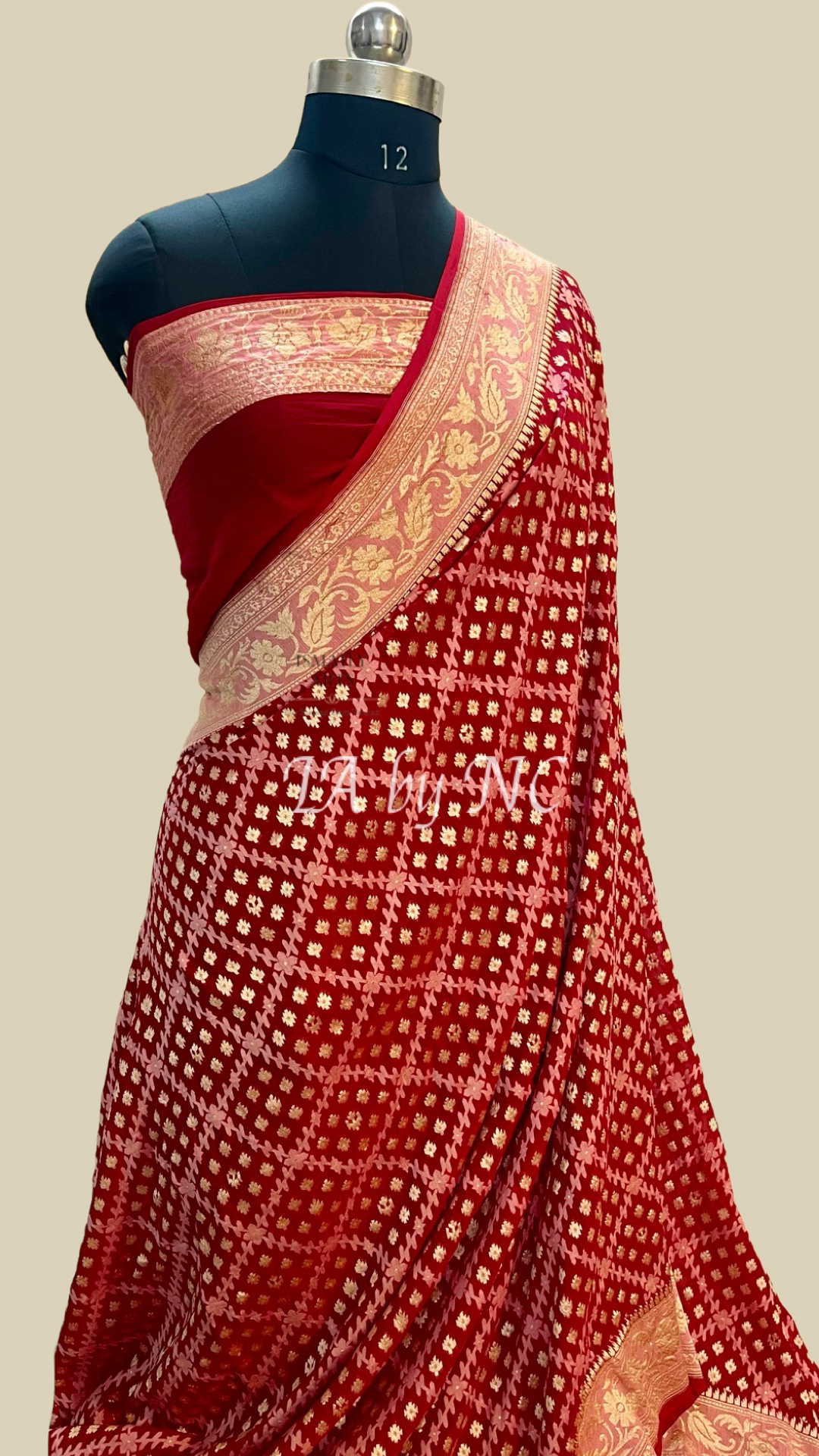 Crimson Banarasi Pure Khaddi Georgette Saree