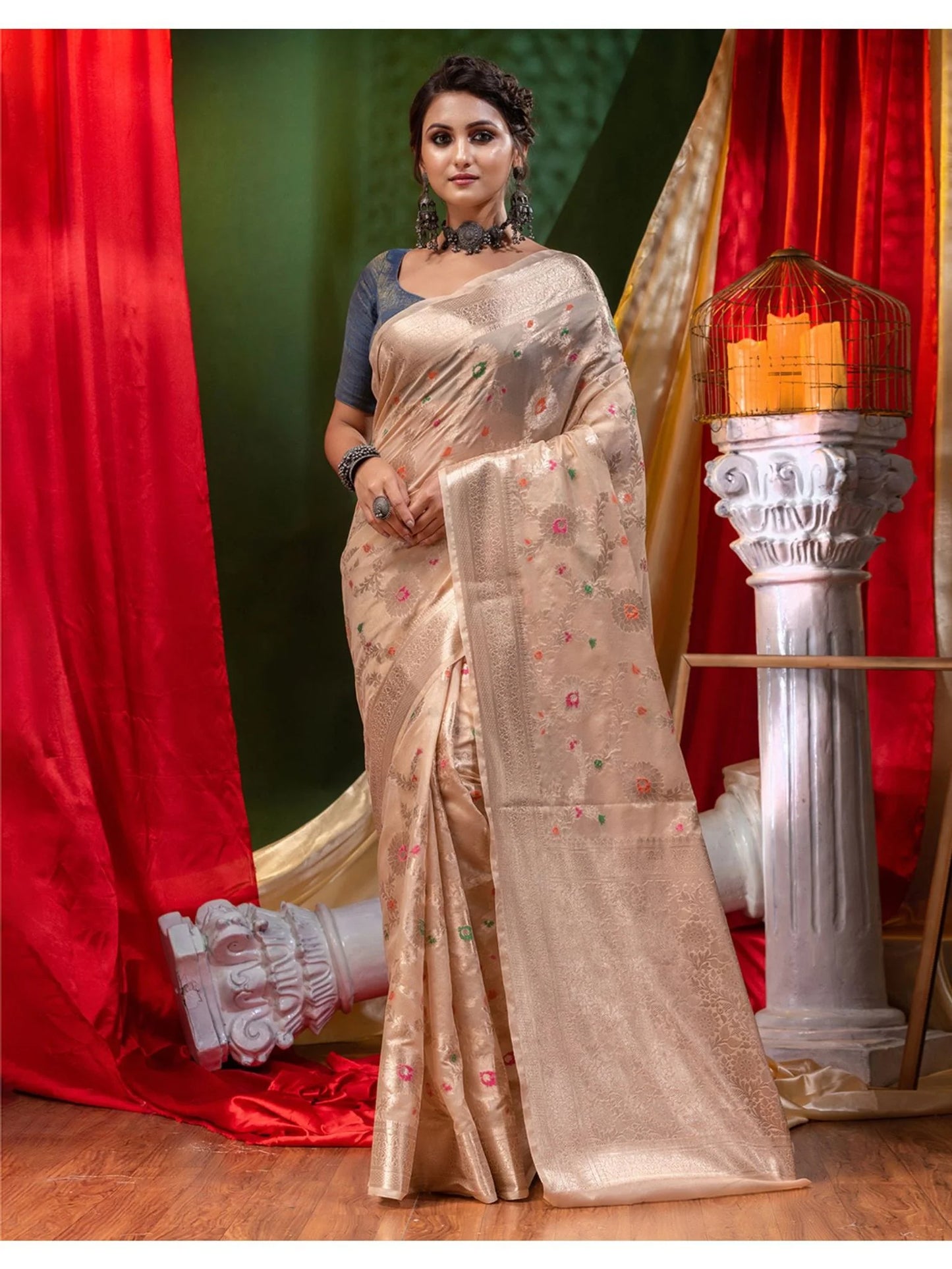 Banarasi Blend Khaddi Georgette Meena Saree