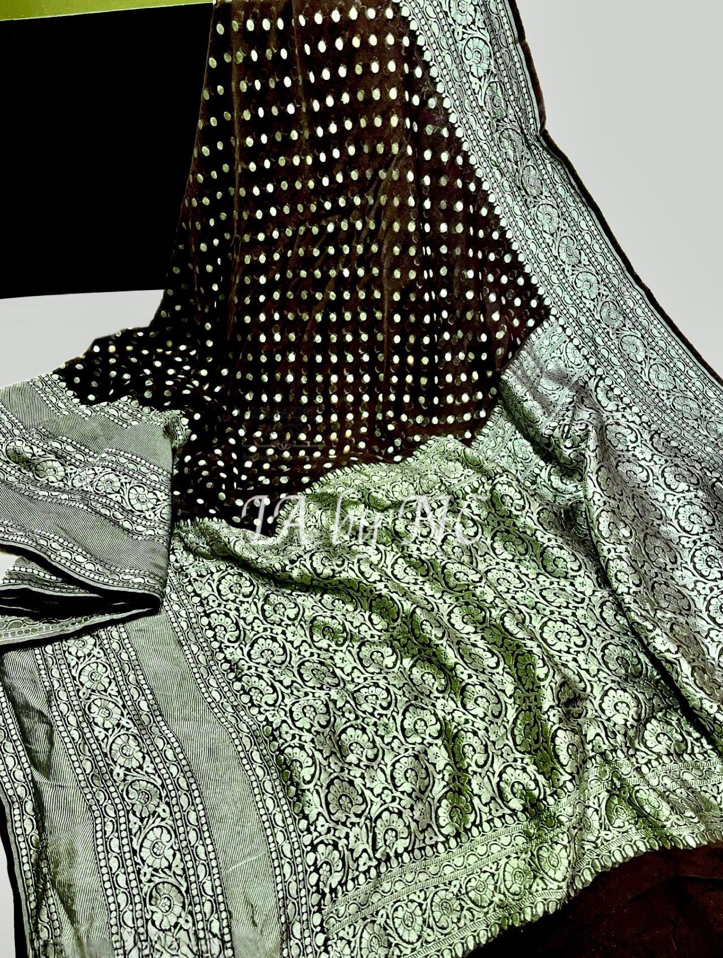Black Banarasi Pure Khaddi Georgette Saree