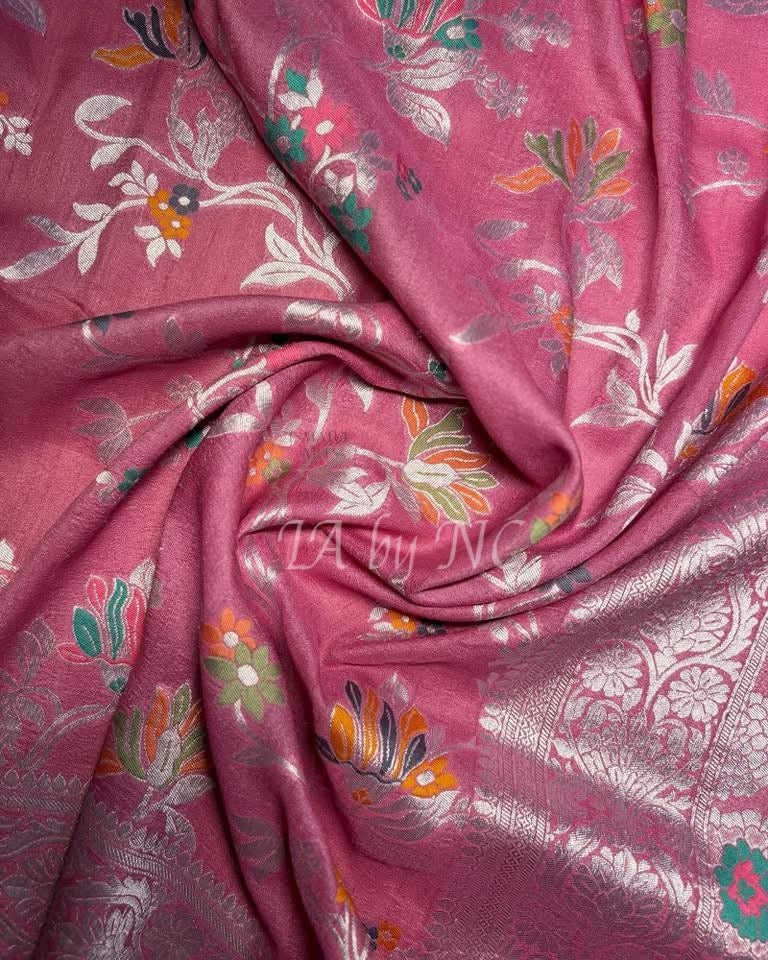 French Banarasi Pure Khaddi Tussar Georgette Meenakari Saree