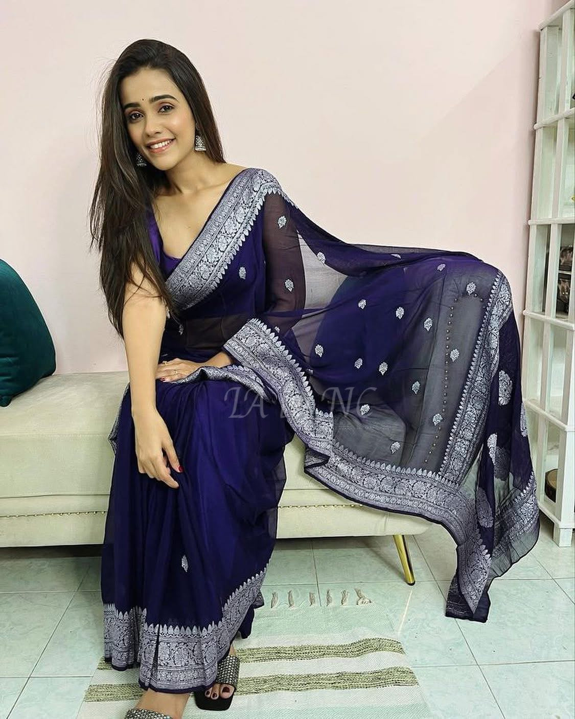 Space Banarasi Pure Khaddi Georgette Kadwa Saree