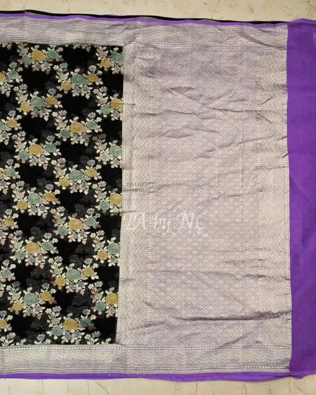 Black Banarasi Pure Khaddi Georgette Saree