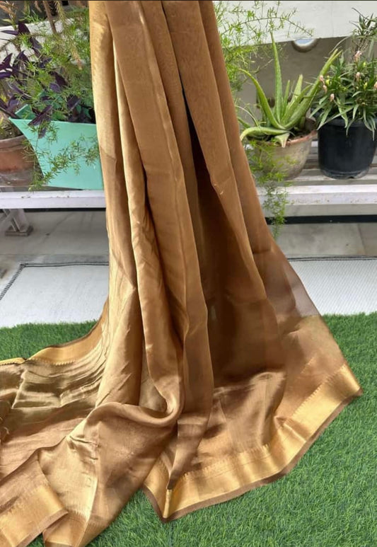Walnut Banarasi Pure Tissue Silk Saree