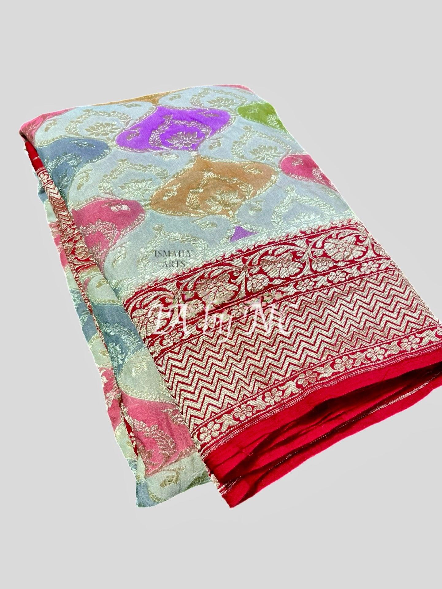 Off-white Banarasi Pure Munga Silk Saree
