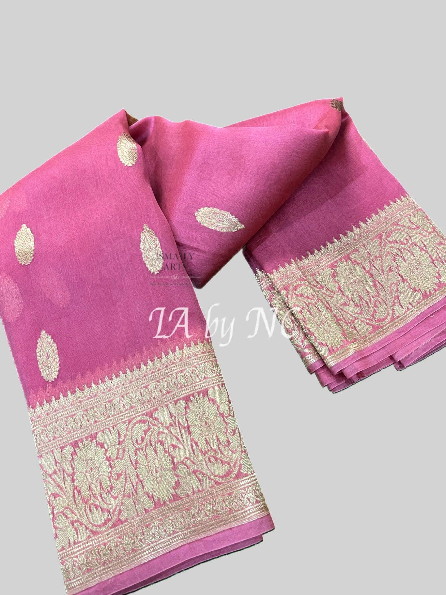 Thulian Banarasi Pure Kora Organza Kadwa Saree