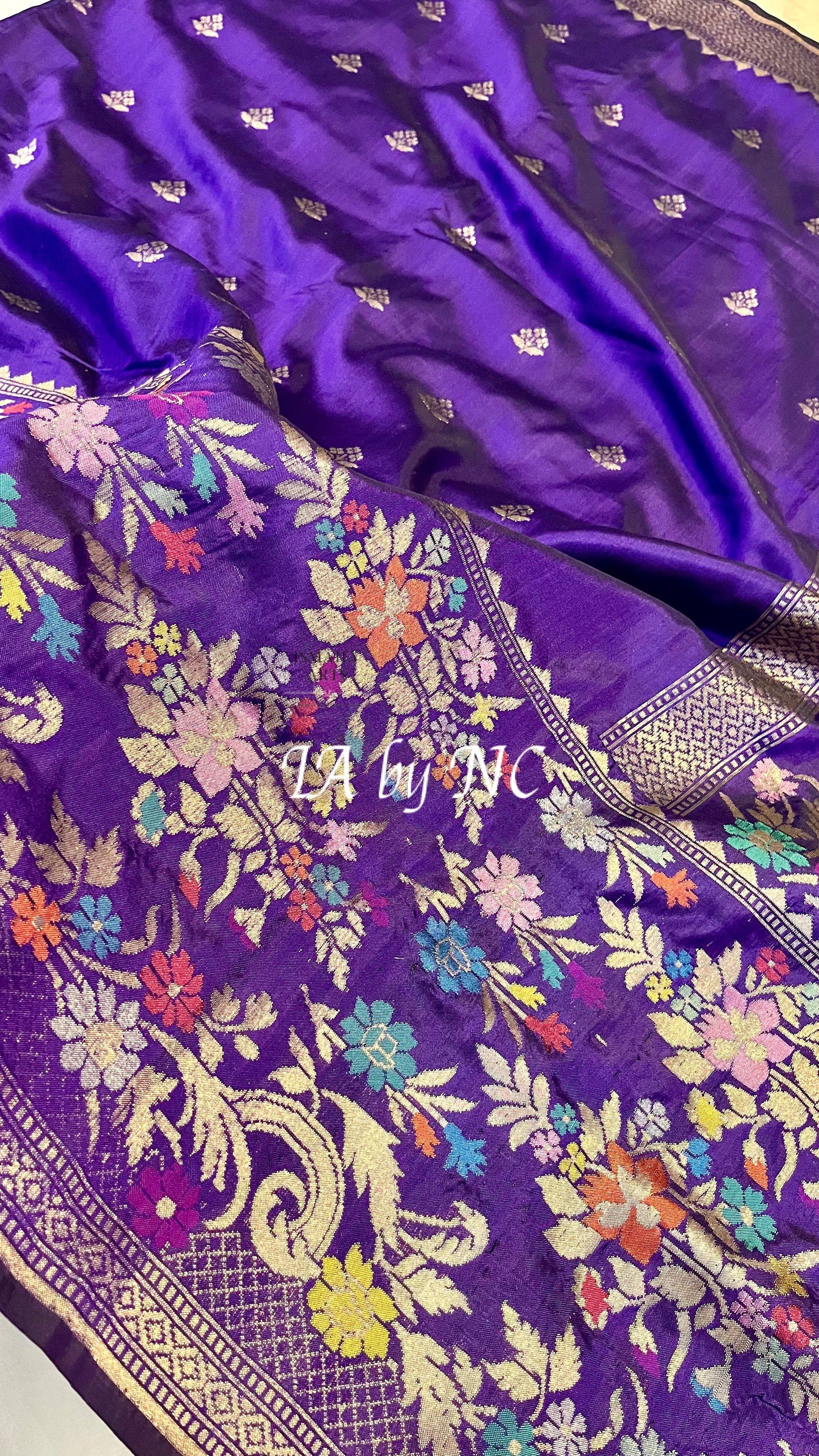 Grape Banarasi Pure Katan Silk Paithani Brocade Saree