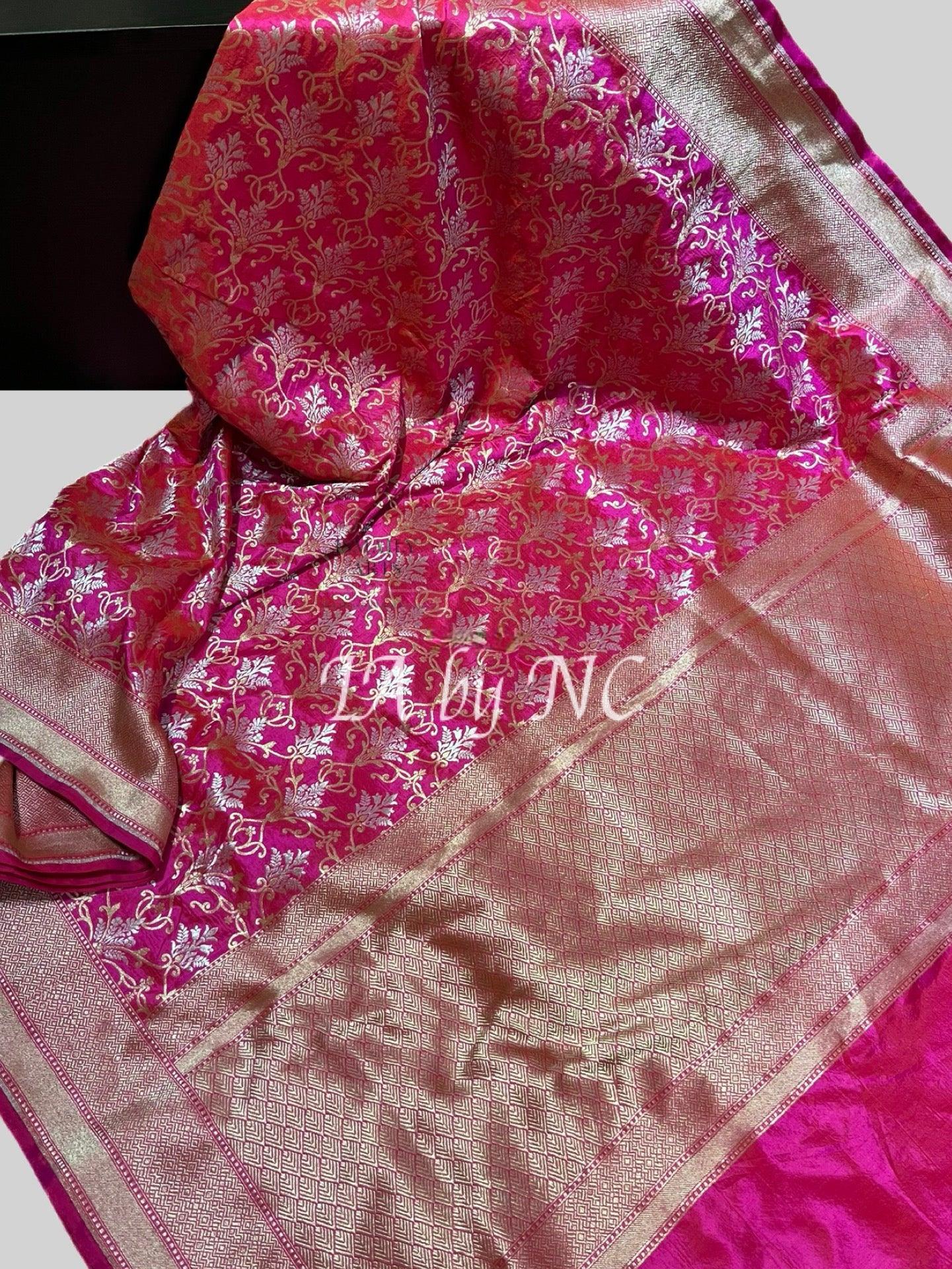 Fuschia Banarasi Pure Katan Silk Pattu Saree