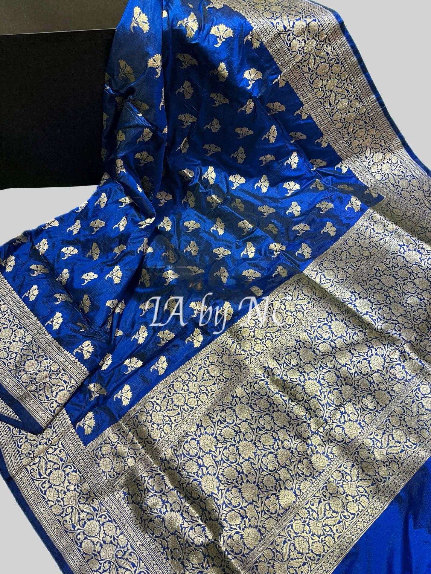 Navy Banarasi Pure Katan Silk Pattu Saree