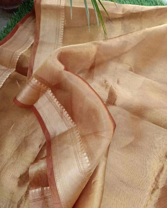 Bronze Banarasi Pure Tissue Silk Saree