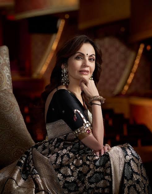 Nita Ambani Black Banarasi Pure Katan Silk Pattu Sona Rupa Saree