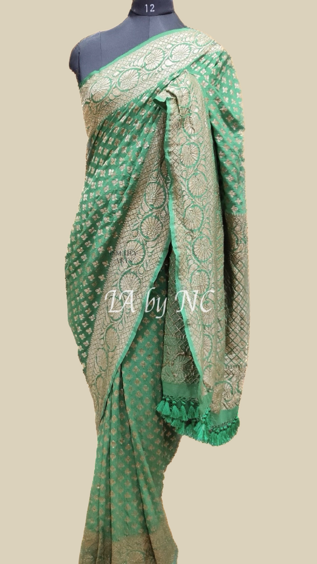 Green Banarasi Pure Khaddi Georgette Saree