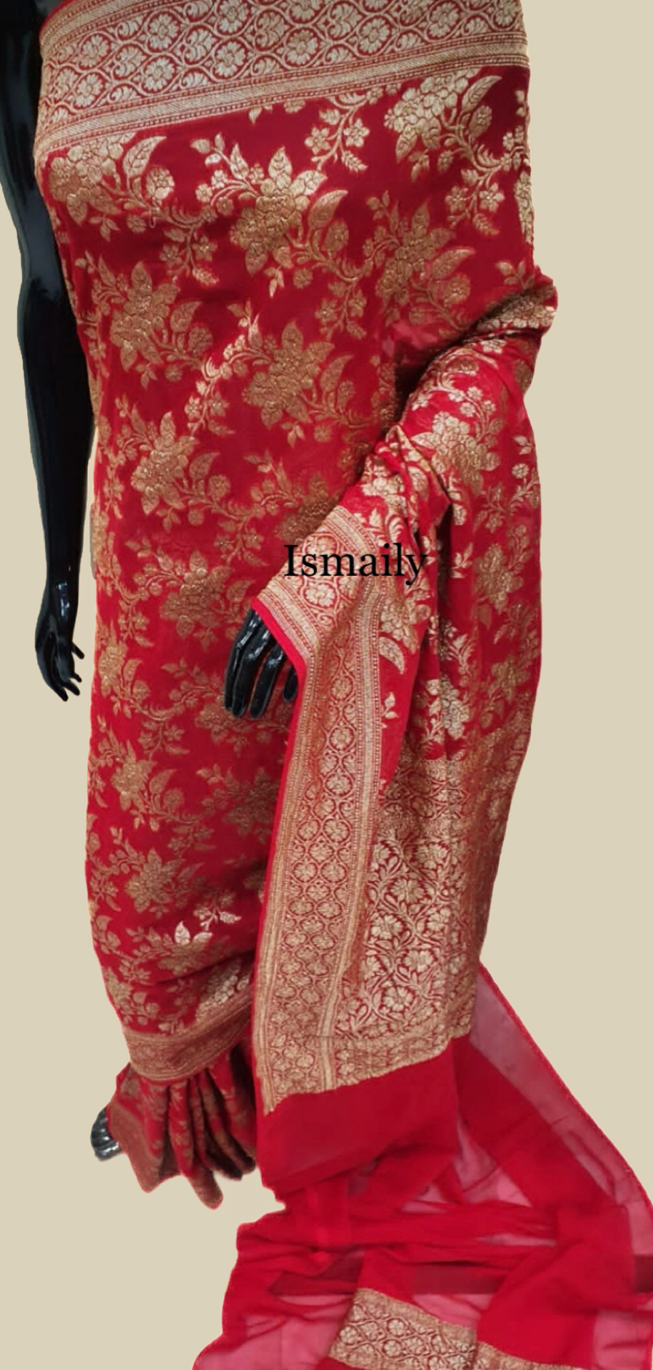 Crimson Banarasi Pure Khaddi Georgette Saree