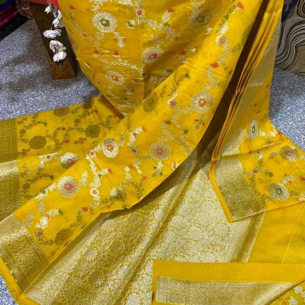 Banarasi Blend Khaddi Georgette Meena Saree