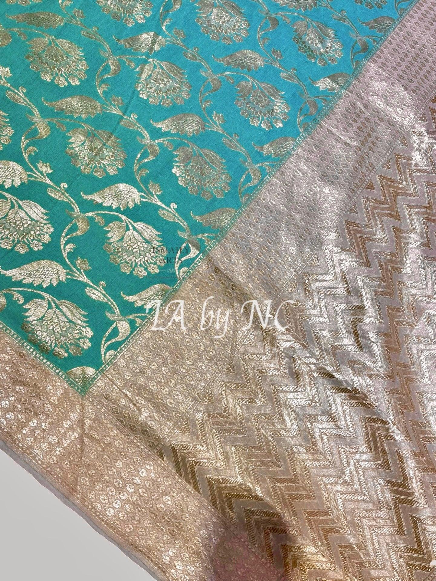 Turquoise Banarasi Pure Munga Silk Saree