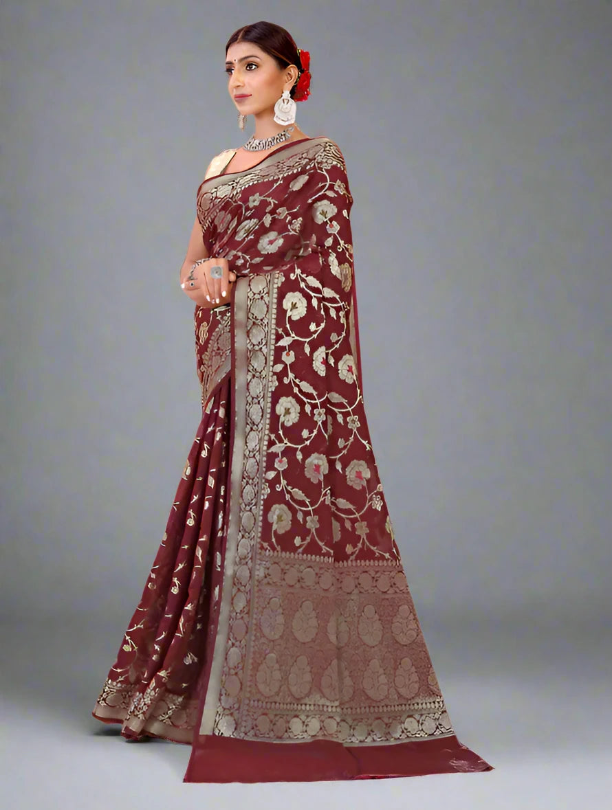Banarasi Blend Khaddi Georgette Meena Saree