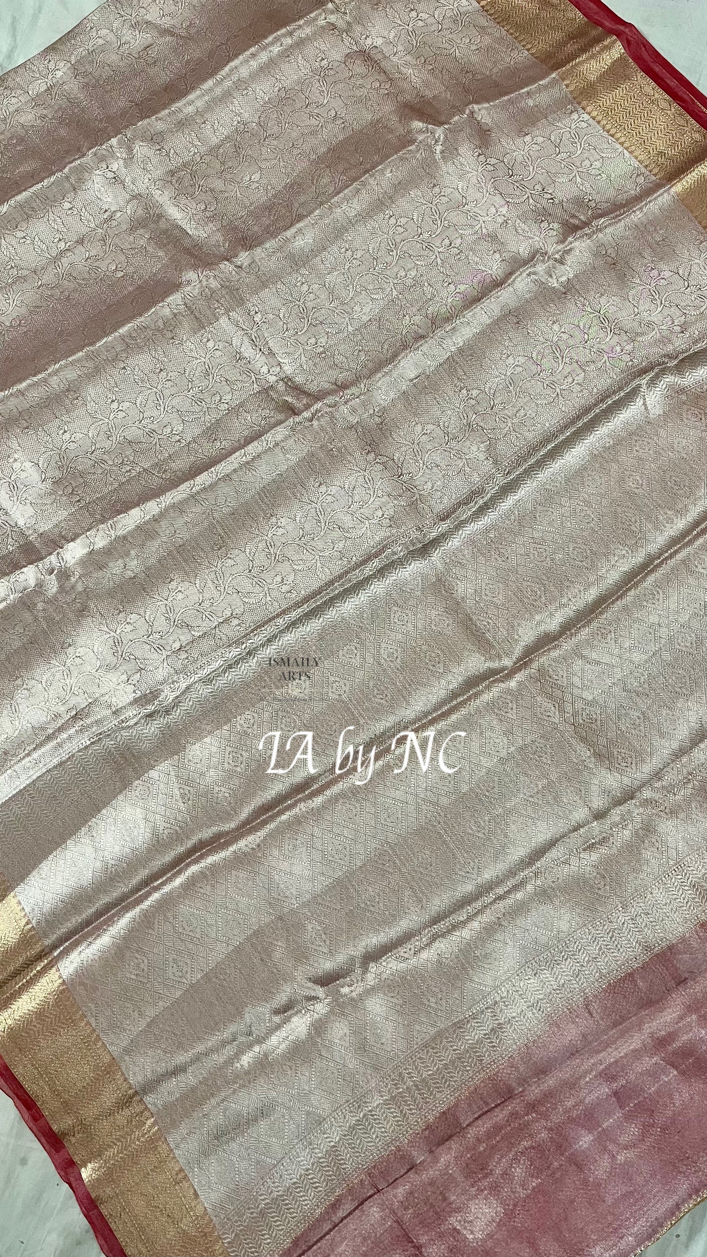 Carmine Banarasi Pure Tissue Silk Brocade Saree