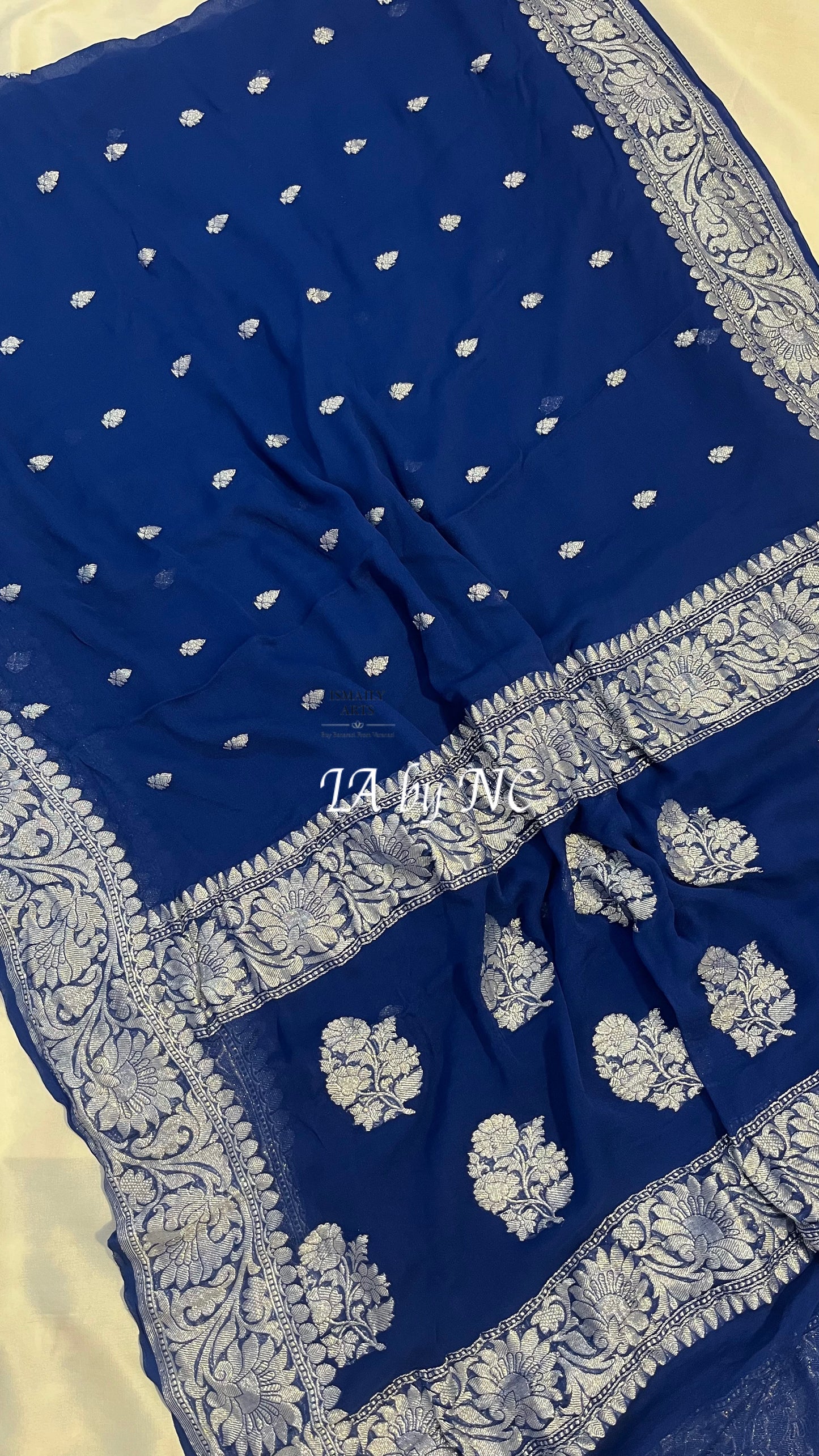 Denim Banarasi Pure Khaddi Georgette Kadwa Saree