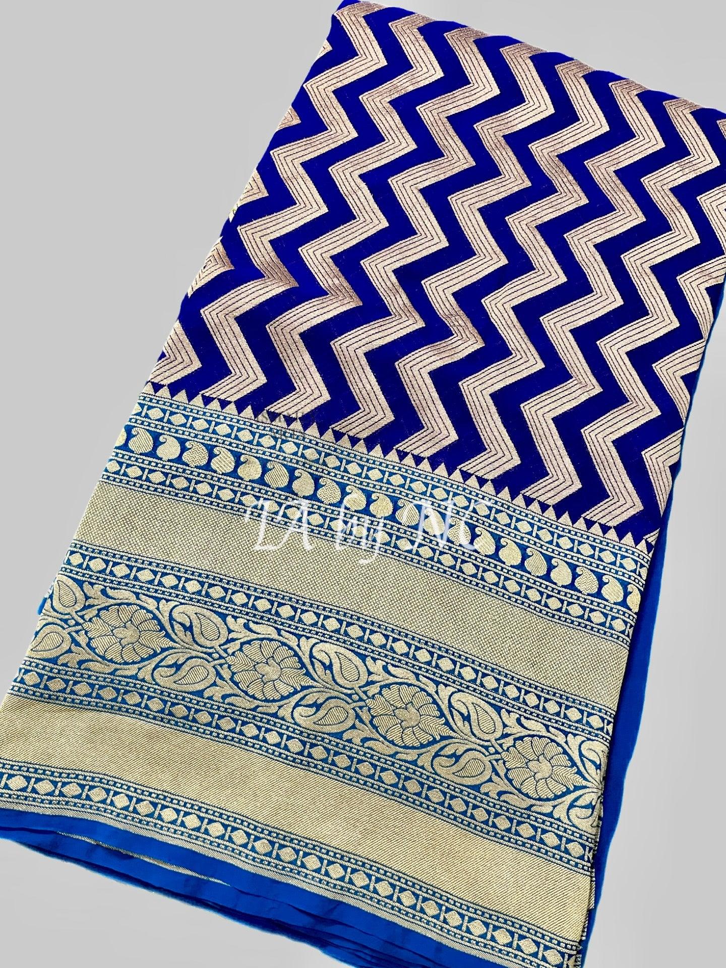 Navy Banarasi Pure Khaddi Georgette Saree