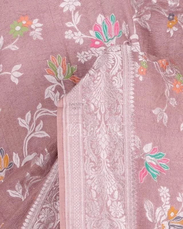 Thulian Banarasi Pure Khaddi Tussar Georgette Meenakari Saree