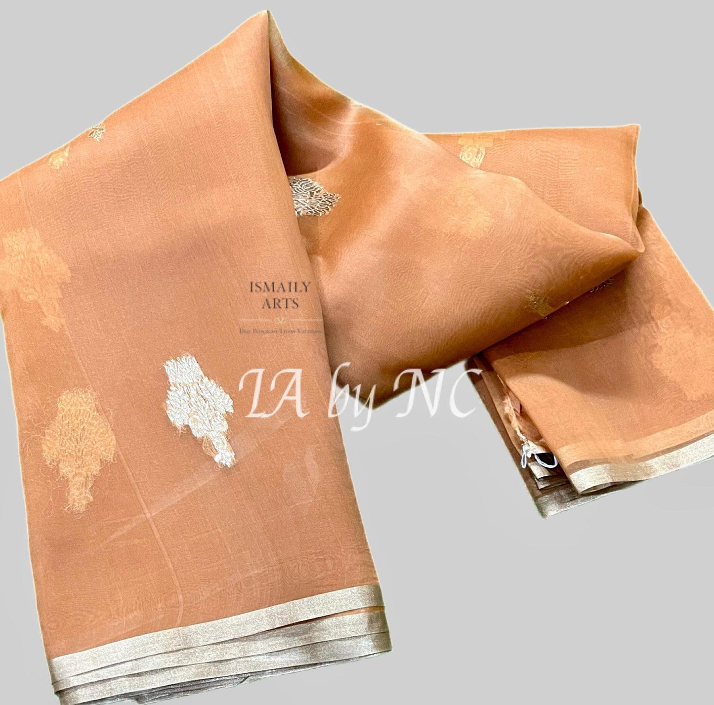 Bronze Banarasi Pure Kora Organza Kadwa Saree