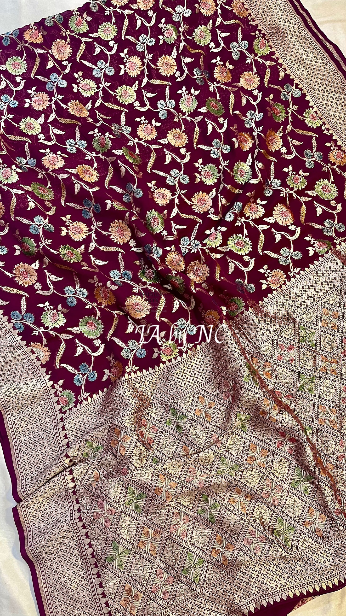 Byzantine Banarasi Pure Khaddi Georgette Saree