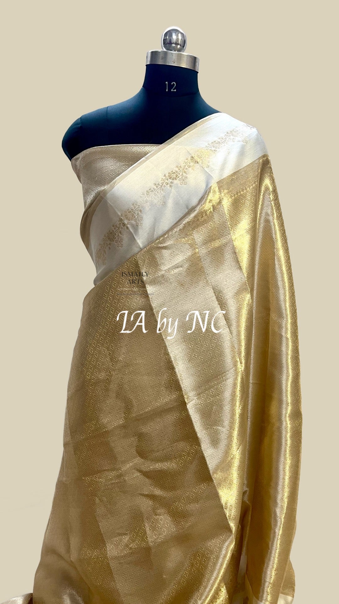 Offwhite Banarasi Pure Tissue Silk Brocade Saree