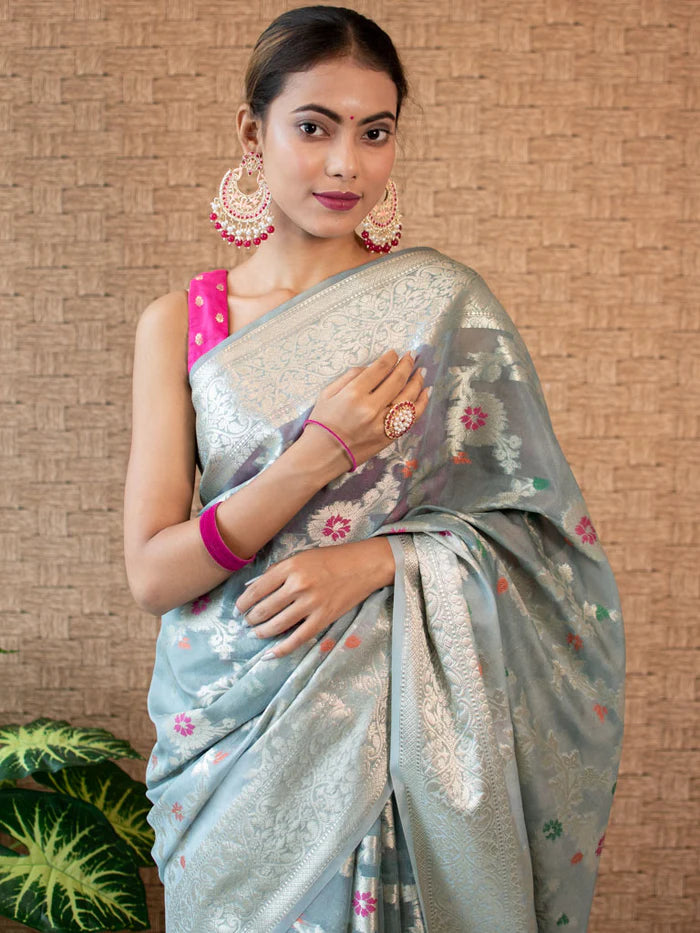 Banarasi Blend Khaddi Georgette Meena Saree