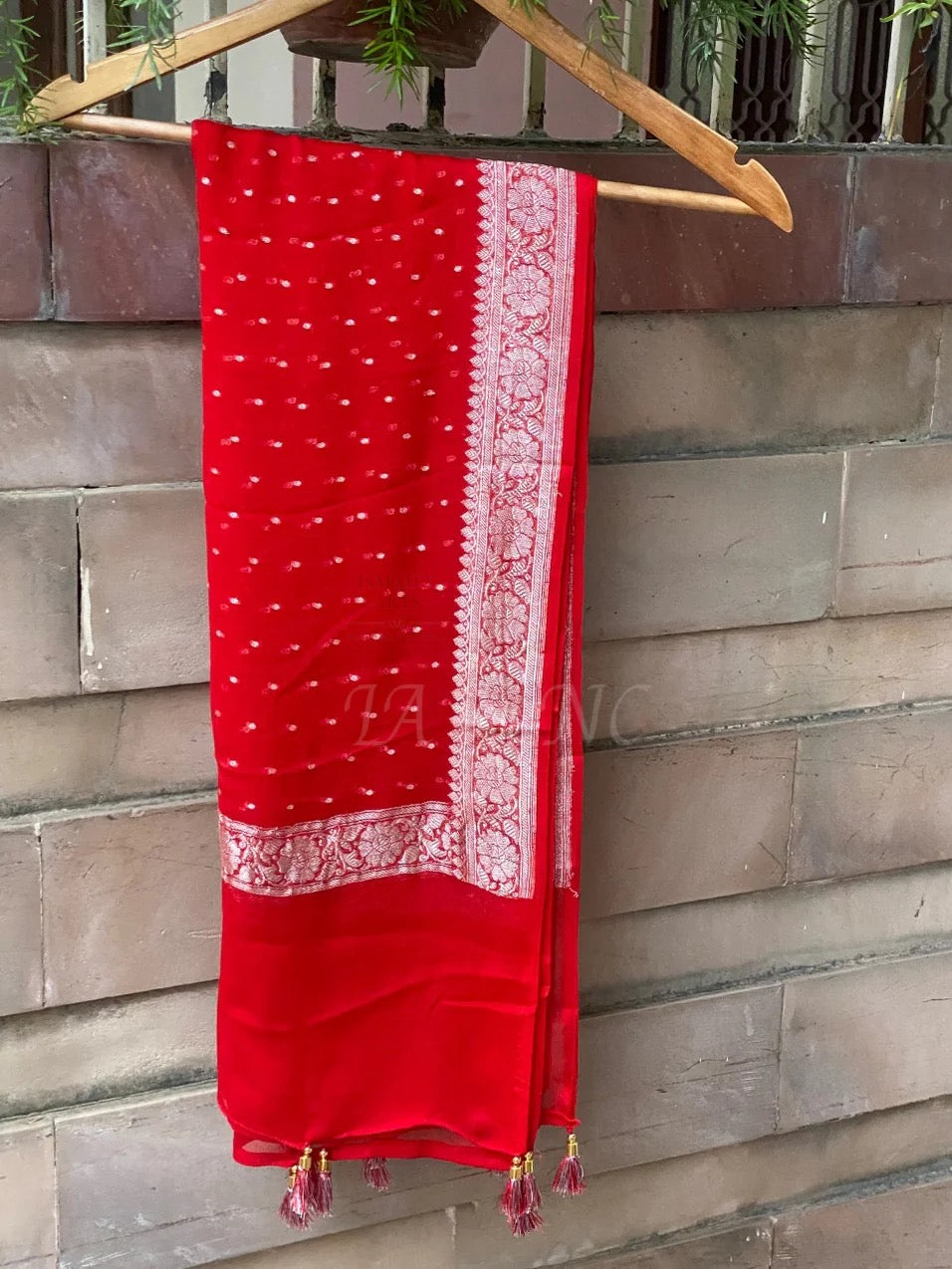 Crimson Banarasi Pure Khaddi Georgette Dupatta