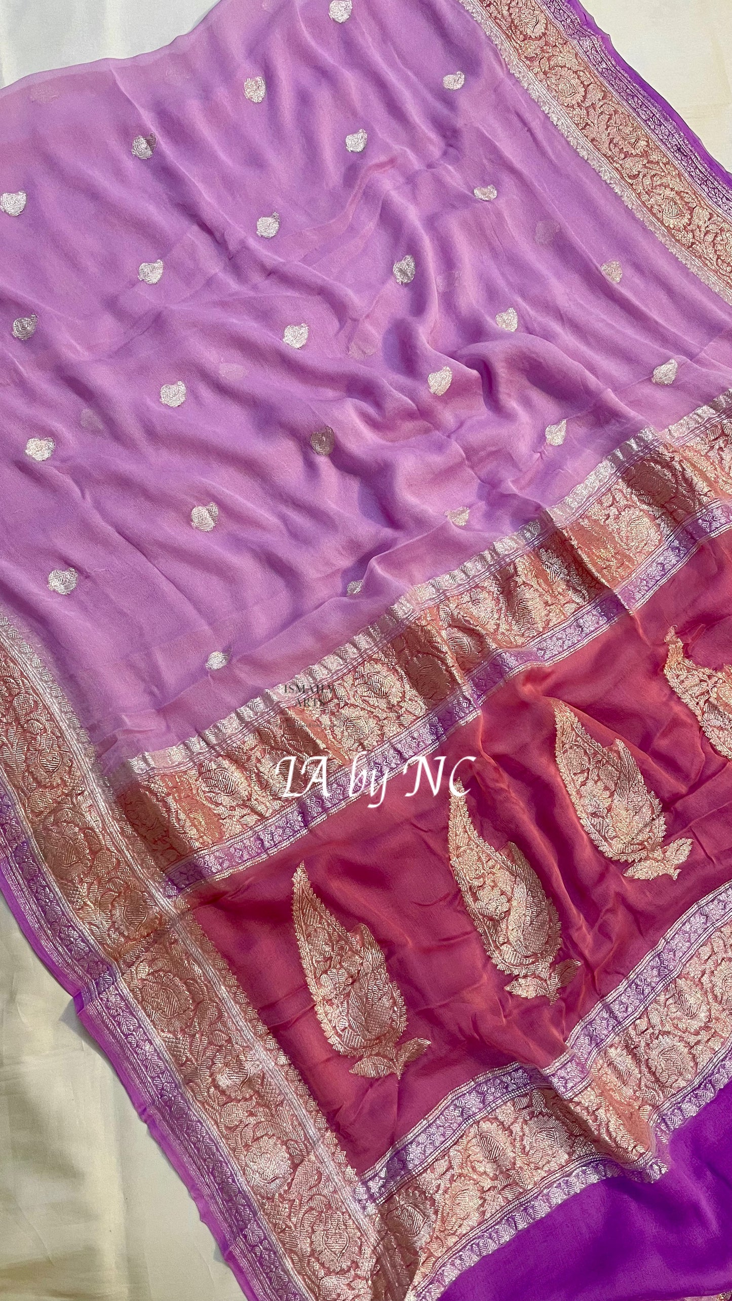 Orchid Banarasi Pure Khaddi Georgette Kadwa Saree