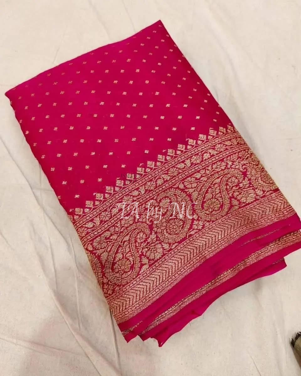 Ruby Banarasi Pure Khaddi Georgette Saree