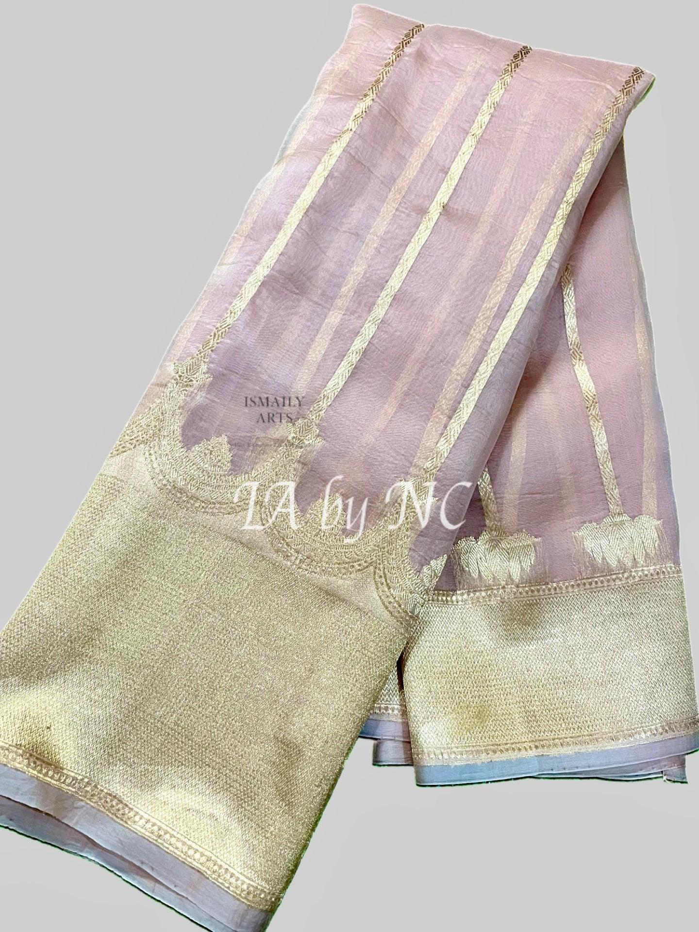 Lemonade Banarasi Pure Kora Organza Kadwa Saree