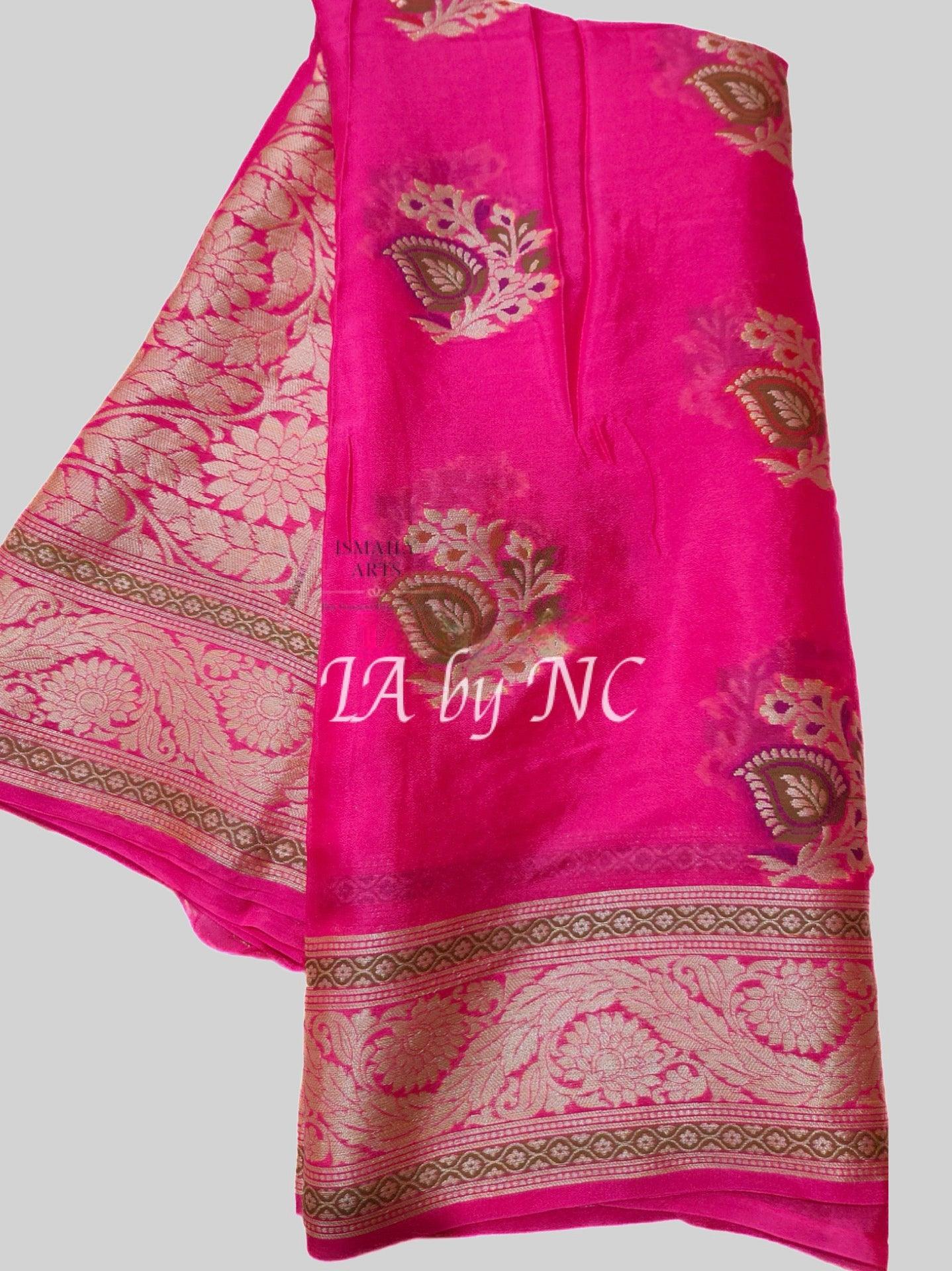 Ruby Banarasi Pure Chiffon Georgette Saree