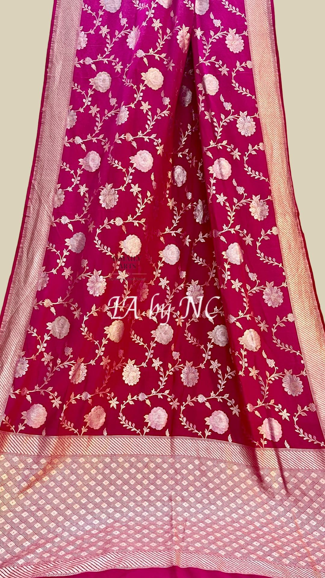 Cerise Banarasi Pure Munga Silk Saree