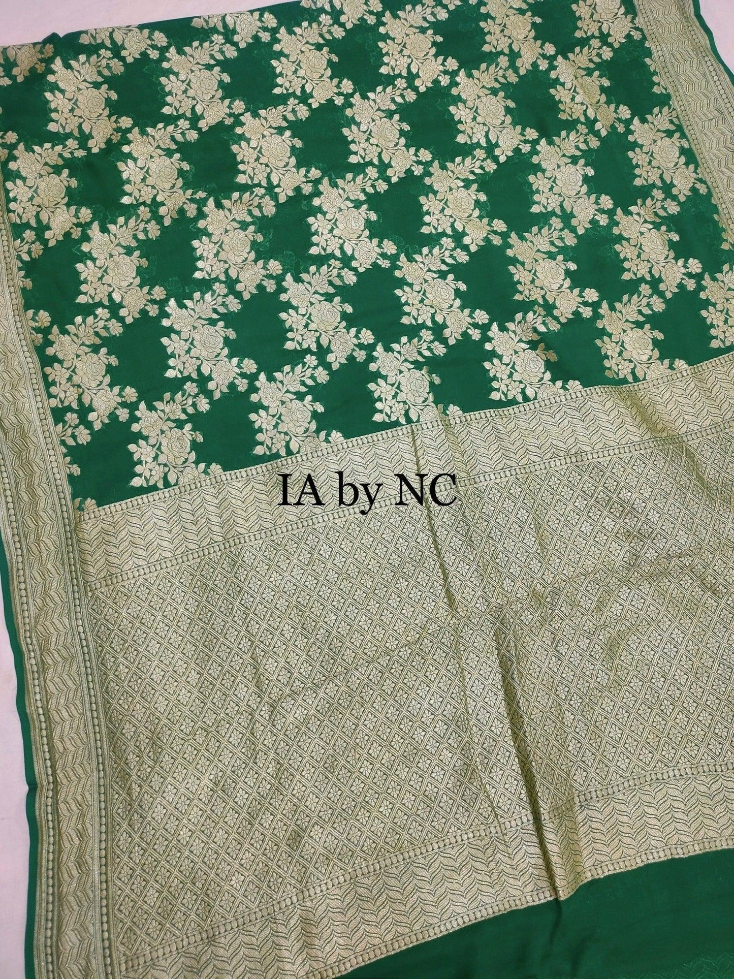 Bottle Banarasi Pure Khaddi Georgette Saree