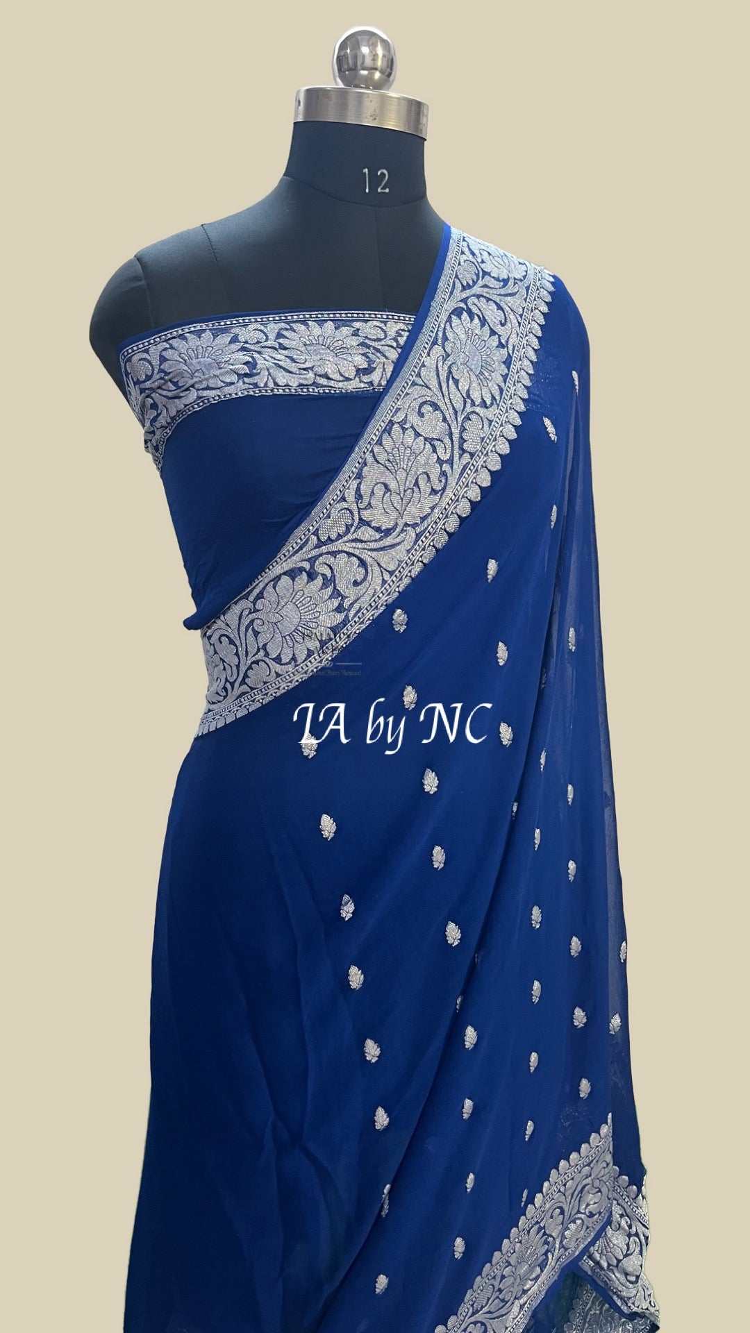Denim Banarasi Pure Khaddi Georgette Kadwa Saree