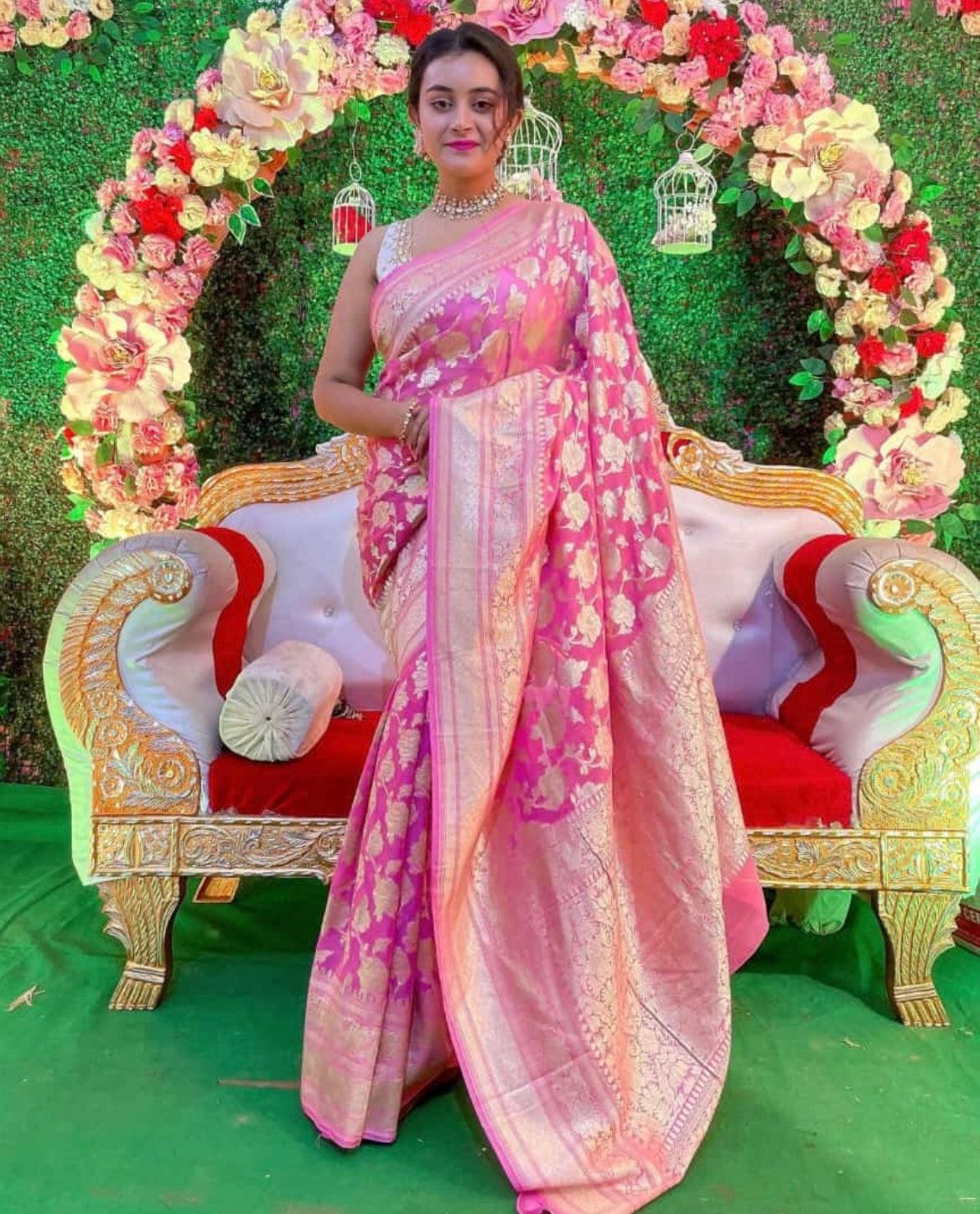 Taffy Banarasi Pure Khaddi Georgette Saree
