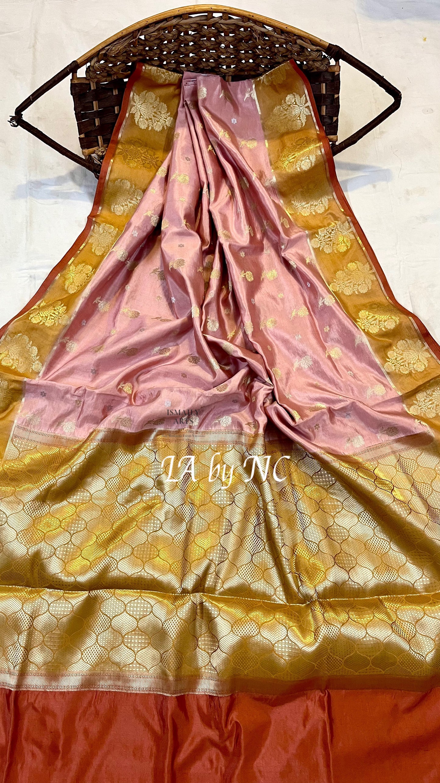 French Banarasi Pure Katan Silk Raw Mango Saree