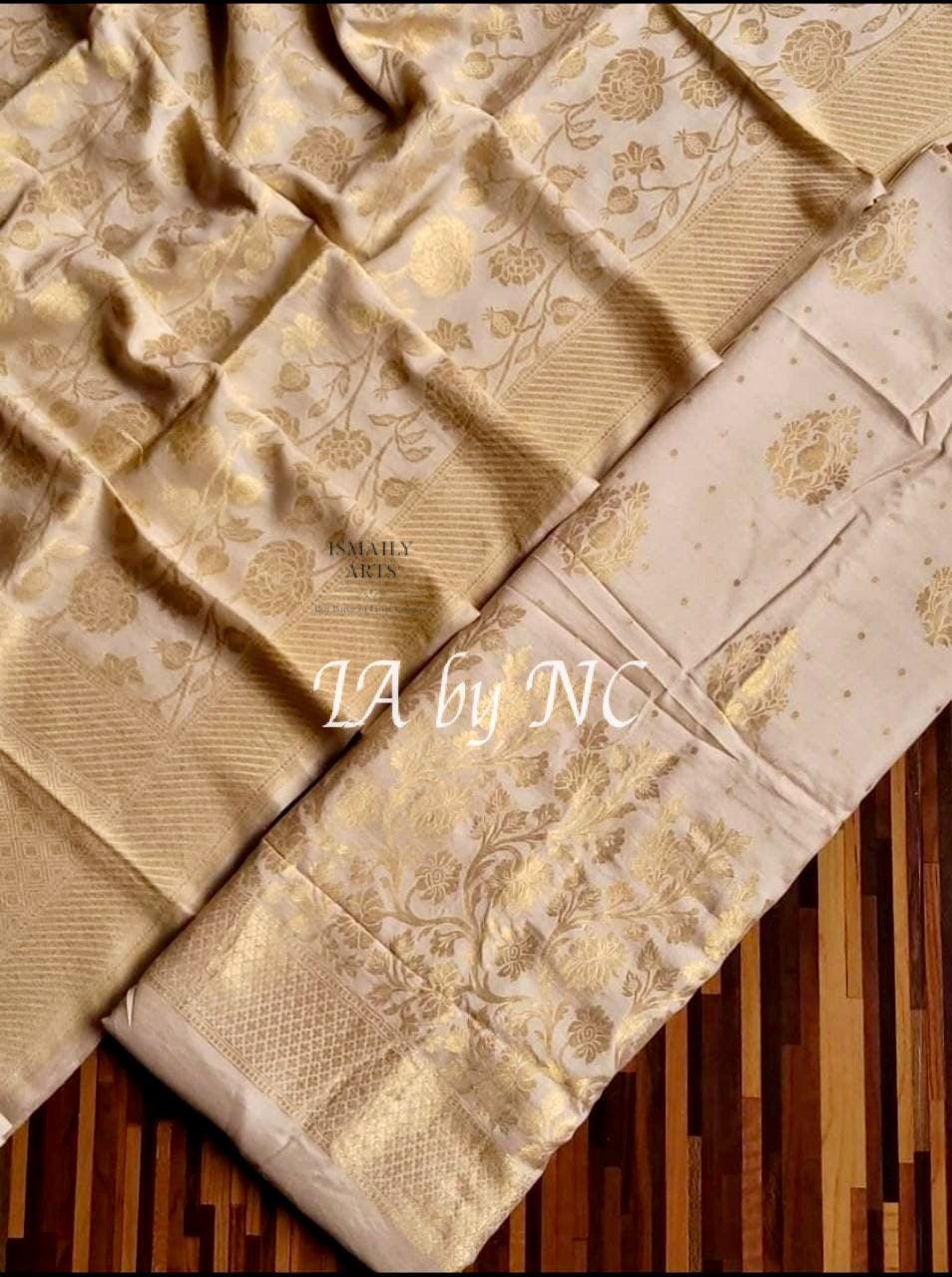 Offwhite Banarasi Pure Munga Silk Dress Materials