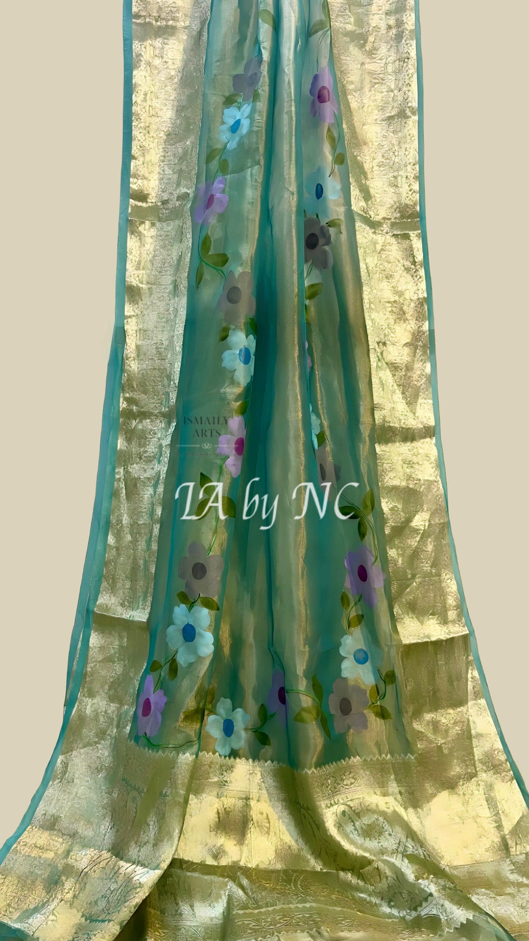 Turquoise Banarasi Pure Tissue Silk Saree