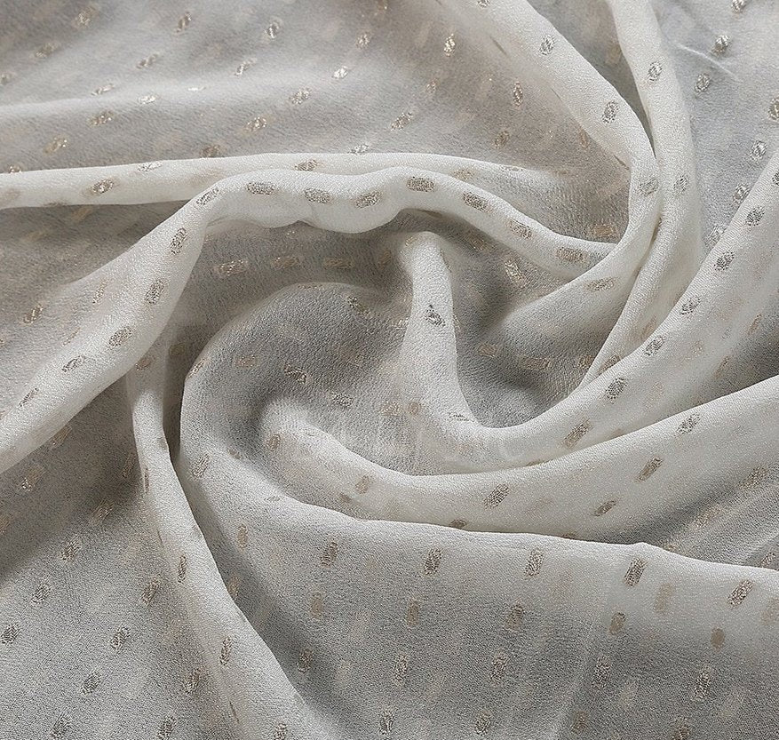 White Banarasi Pure Khaddi Georgette Dupatta