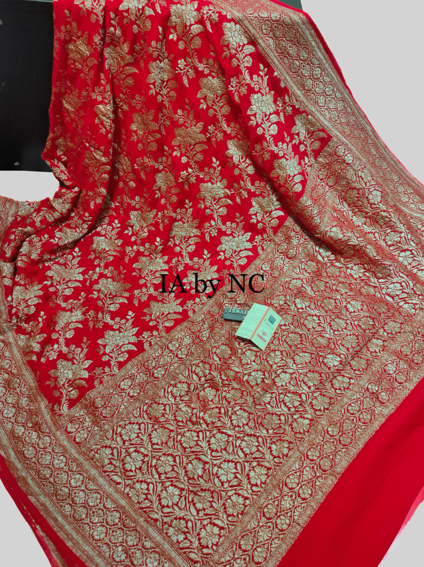 Crimson Banarasi Pure Khaddi Georgette Saree
