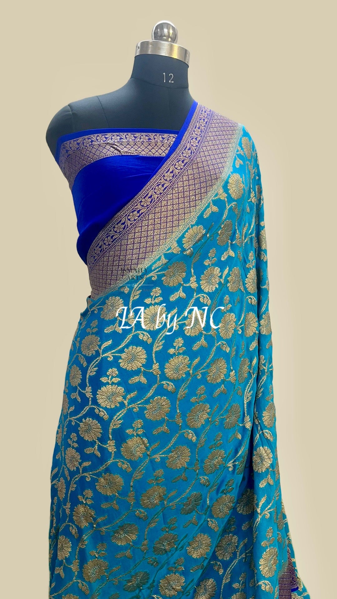 Azure Banarasi Pure Khaddi Georgette Saree