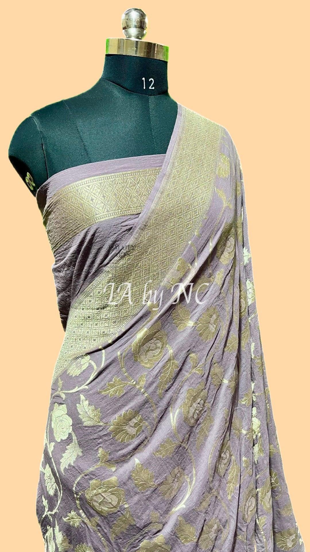 African Banarasi Pure Khaddi Munga Saree
