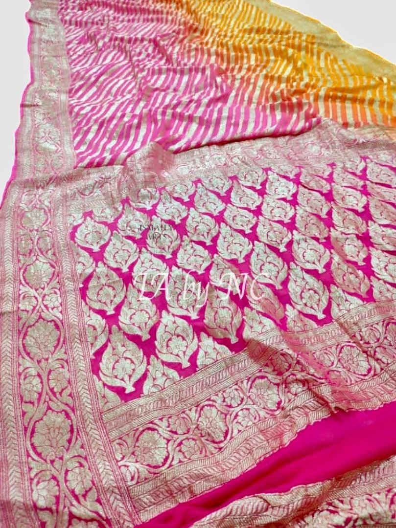 Pink Banarasi Pure Khaddi Georgette Sarees
