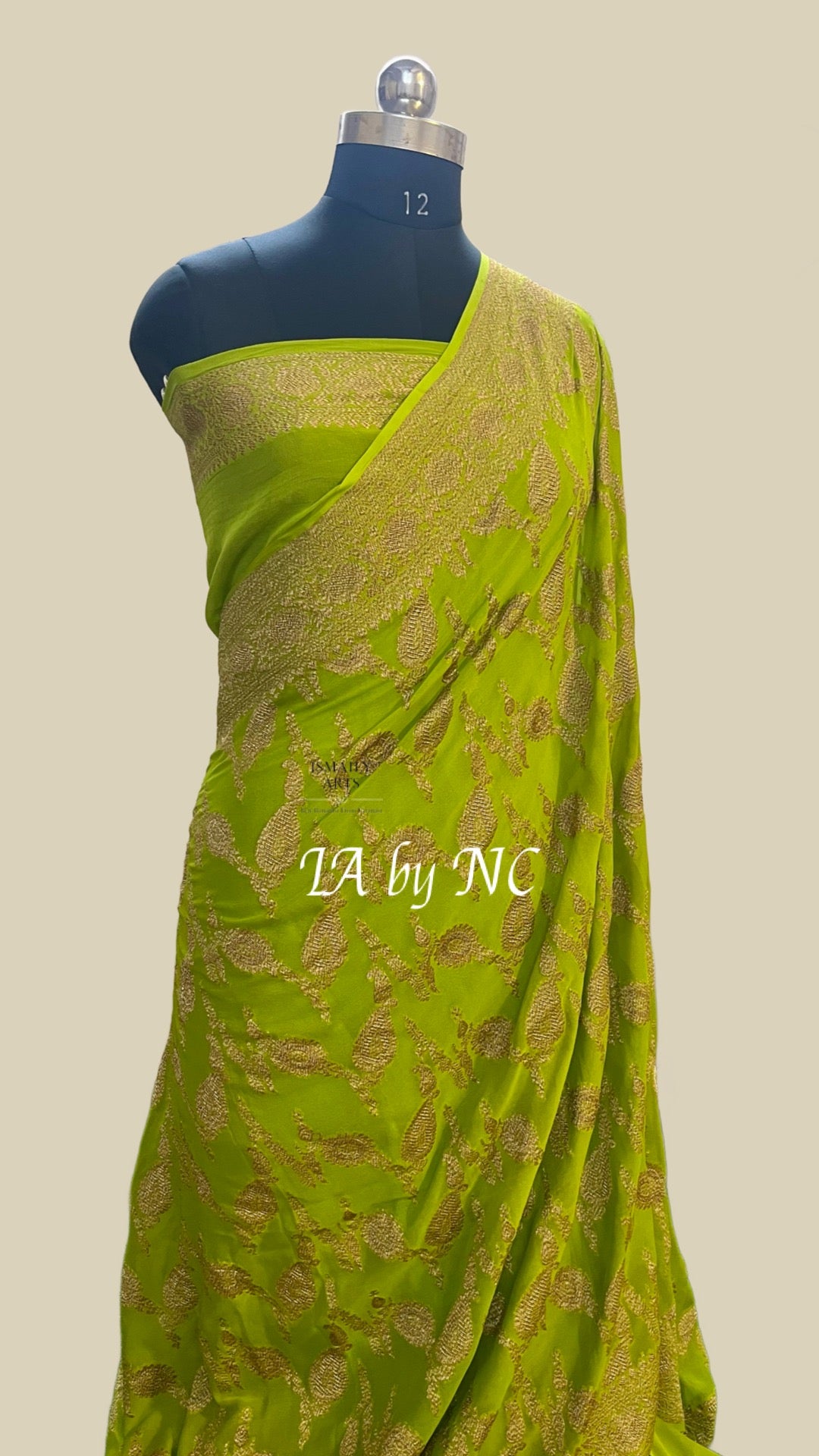 Avocado Banarasi Pure Khaddi Georgette Saree