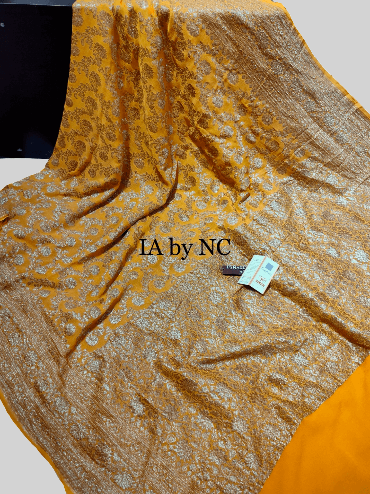 Tangerine Banarasi Pure Khaddi Georgette Saree