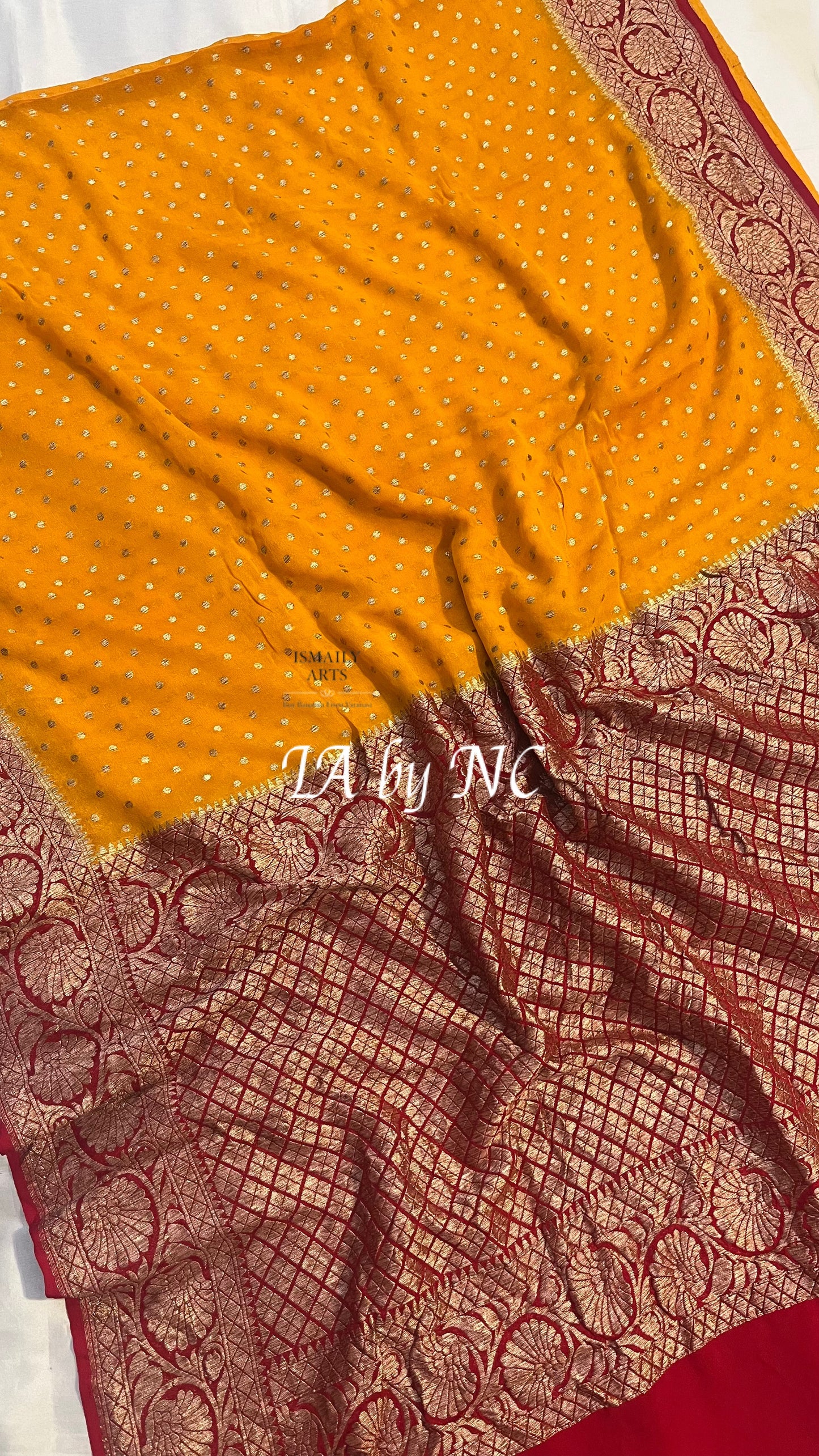Gold Banarasi Pure Khaddi Georgette Saree